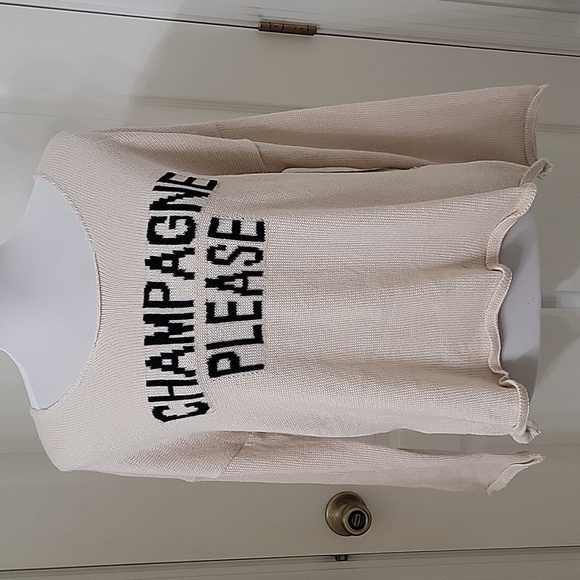 Miracle Sweaters NWT Size S Beige Black Champagne Please Sweater NEW MSRP $106 - Picture 1 of 13